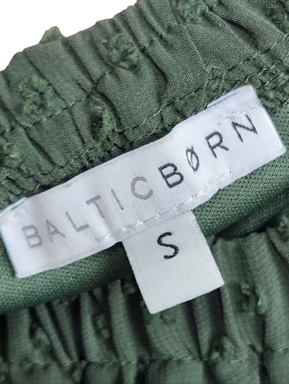 Baltic Born Olive Green Swiss Dot Off The Shoulder Tier Maxi Dress Womens Size S - Picture 10 of 12